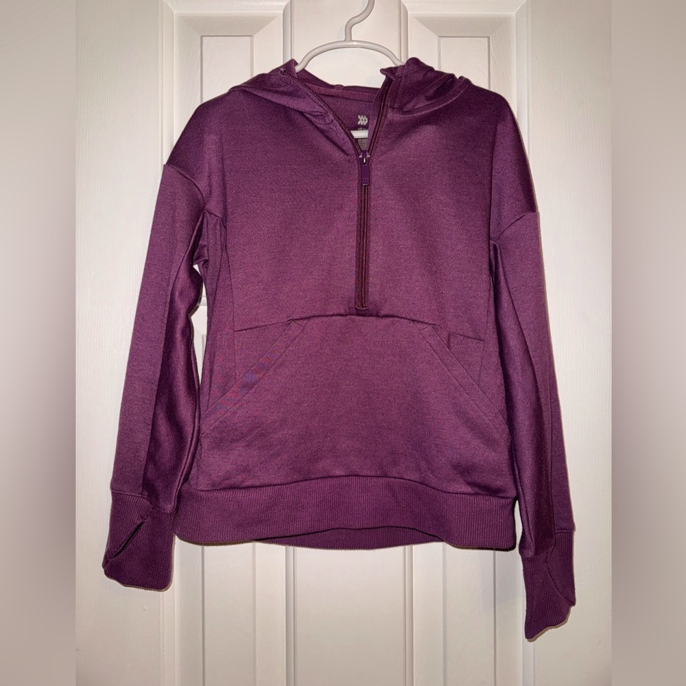 All in motion Kids Purple hoodie pullover 3/4 zipper, thumb hole, S (6/6X)